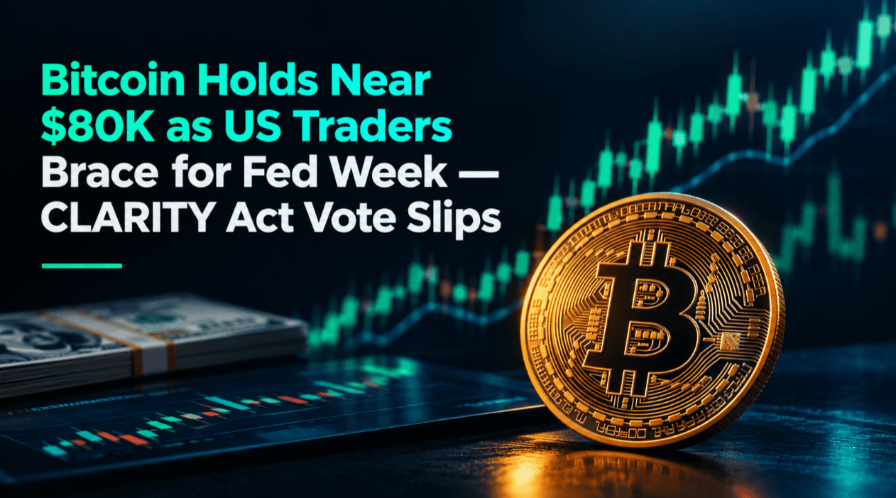 Bitcoin Holds Near $80K as US Traders Brace for Fed Week — CLARITY Act Vote Slips