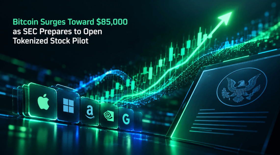 Bitcoin Surges Toward $85,000 as SEC Prepares to Open Tokenized Stock Pilot