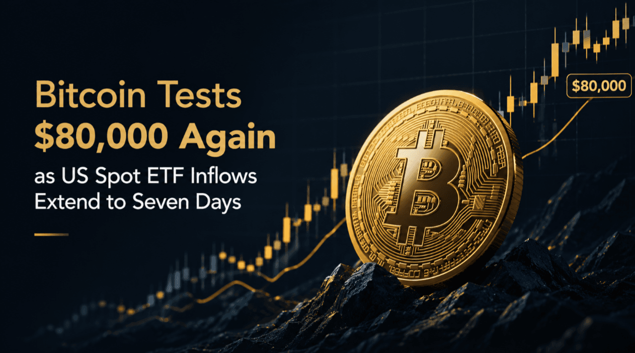 Bitcoin Tests $80,000 Again as US Spot ETF Inflows Extend to Seven Days