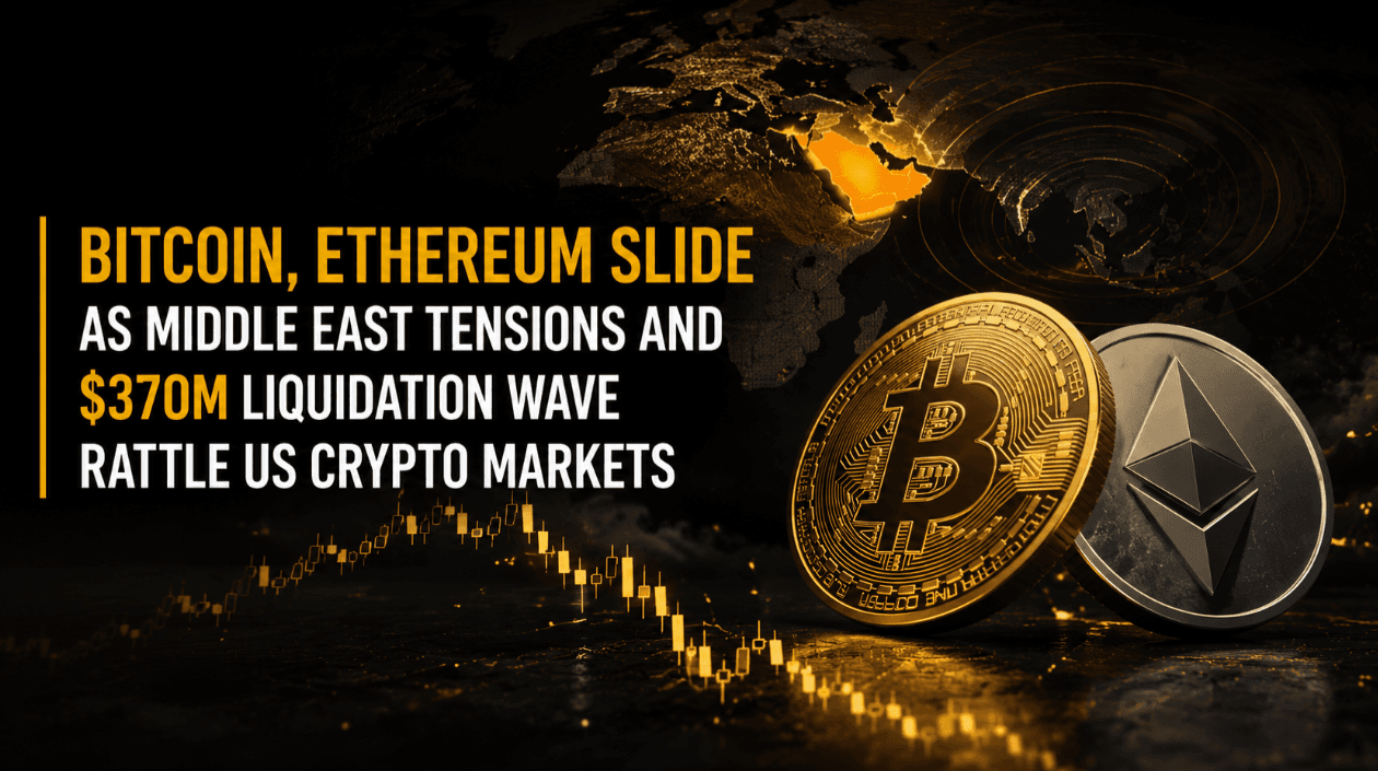 Bitcoin, Ethereum Slide as Middle East Tensions and $370M Liquidation Wave Rattle US Crypto Markets