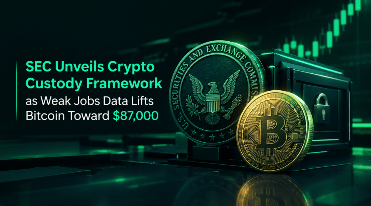 SEC Unveils Crypto Custody Framework as Weak Jobs Data Lifts Bitcoin Toward $87,000