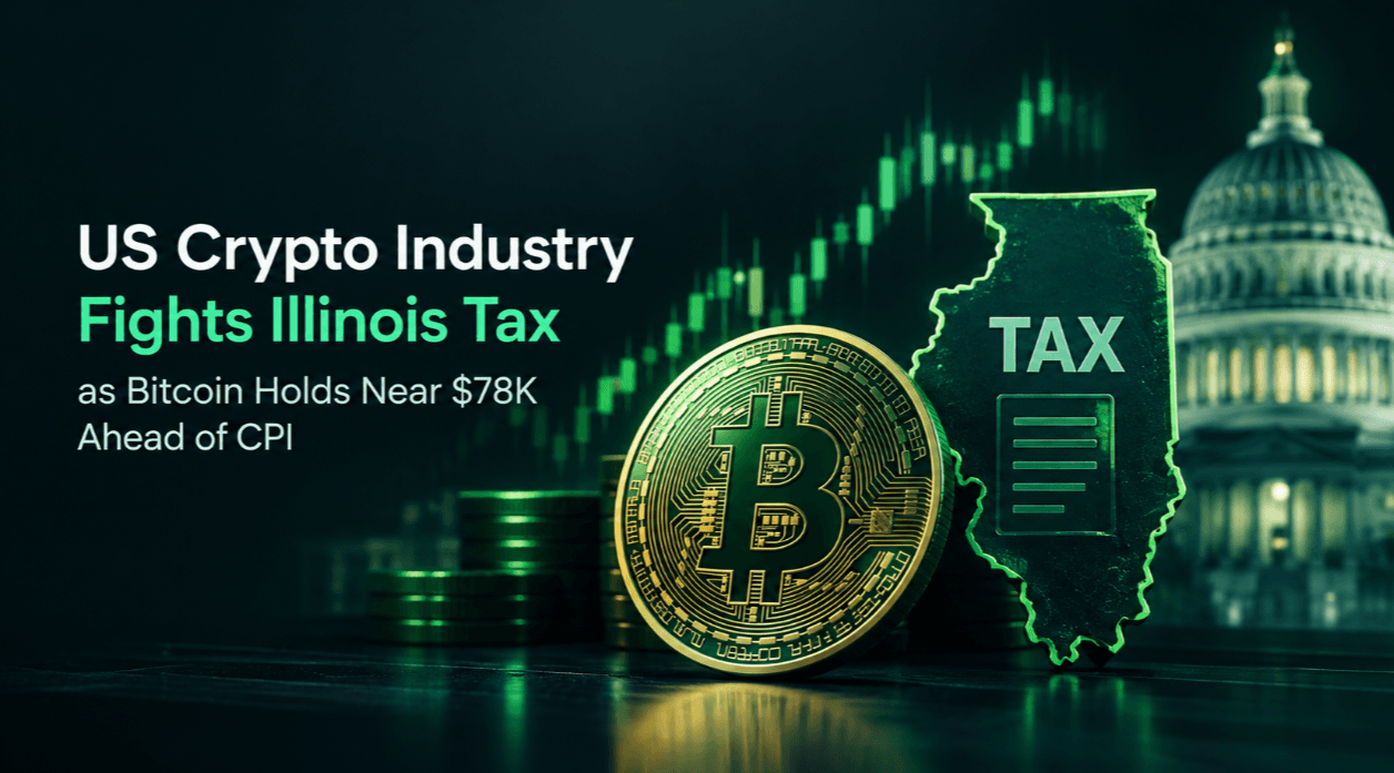 US Crypto Industry Fights Illinois Tax as Bitcoin Holds Near $78K Ahead of CPI